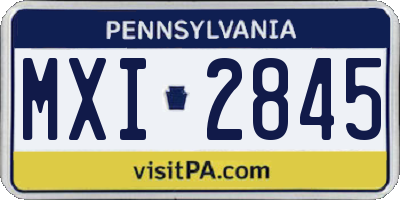 PA license plate MXI2845