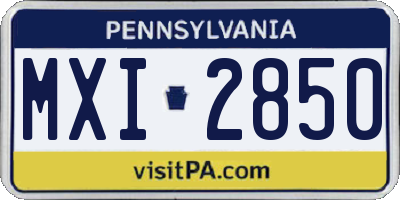PA license plate MXI2850