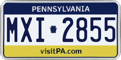 PA license plate MXI2855