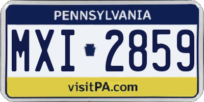 PA license plate MXI2859