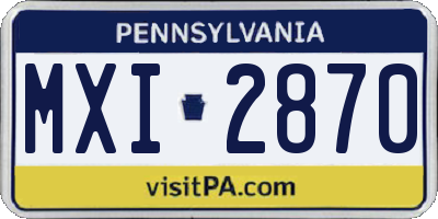 PA license plate MXI2870