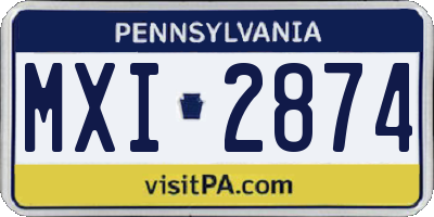 PA license plate MXI2874