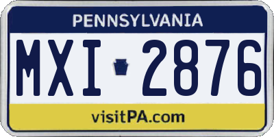 PA license plate MXI2876