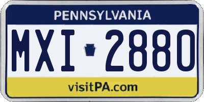 PA license plate MXI2880