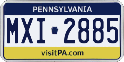 PA license plate MXI2885