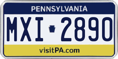 PA license plate MXI2890