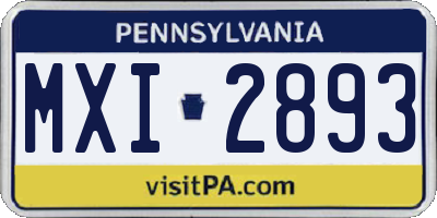 PA license plate MXI2893