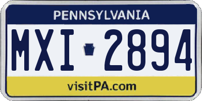 PA license plate MXI2894