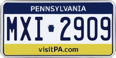 PA license plate MXI2909