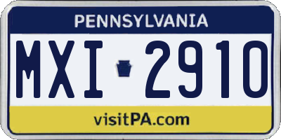 PA license plate MXI2910