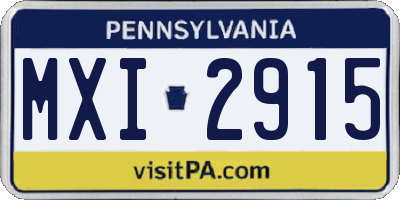PA license plate MXI2915