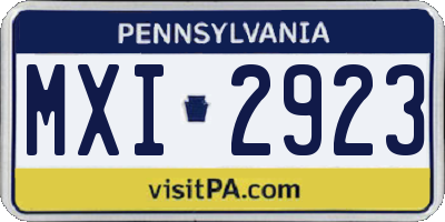 PA license plate MXI2923