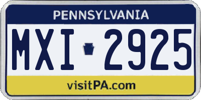 PA license plate MXI2925