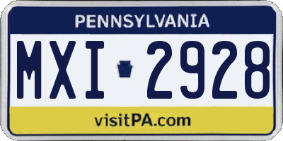 PA license plate MXI2928