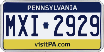 PA license plate MXI2929