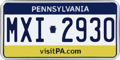 PA license plate MXI2930