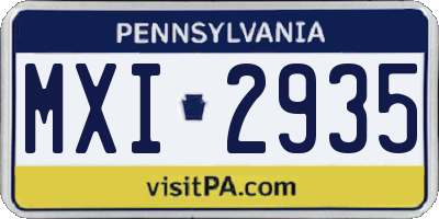 PA license plate MXI2935