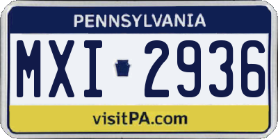 PA license plate MXI2936