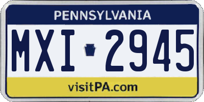 PA license plate MXI2945