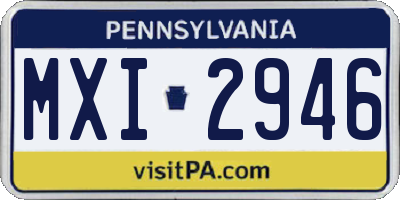 PA license plate MXI2946