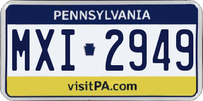 PA license plate MXI2949