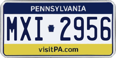 PA license plate MXI2956
