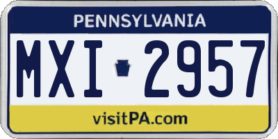 PA license plate MXI2957