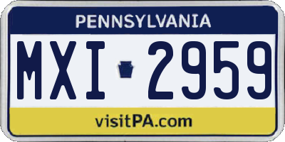 PA license plate MXI2959