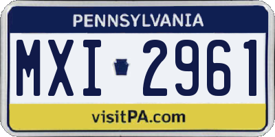 PA license plate MXI2961