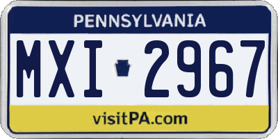 PA license plate MXI2967