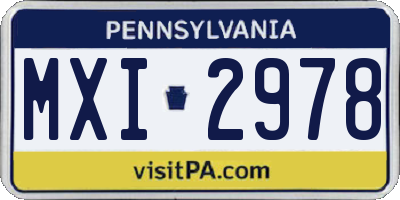 PA license plate MXI2978
