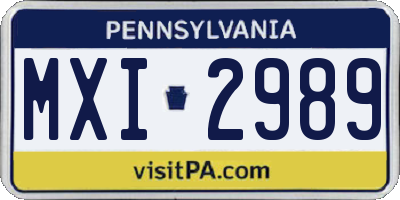 PA license plate MXI2989