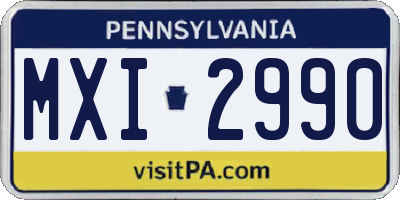 PA license plate MXI2990