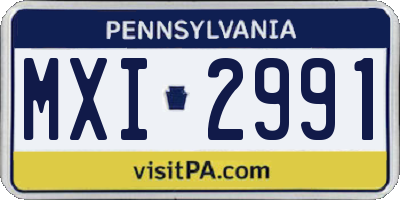 PA license plate MXI2991