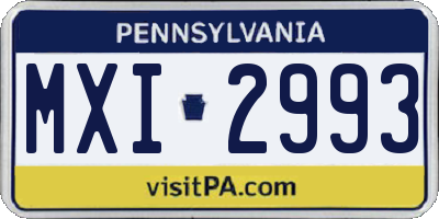 PA license plate MXI2993