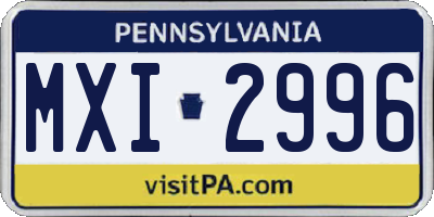 PA license plate MXI2996