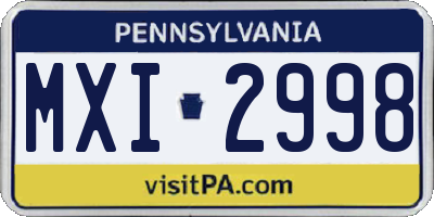 PA license plate MXI2998