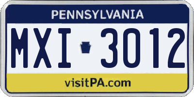 PA license plate MXI3012