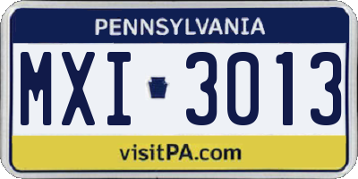PA license plate MXI3013
