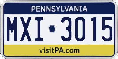 PA license plate MXI3015