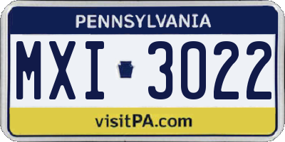 PA license plate MXI3022