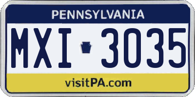 PA license plate MXI3035