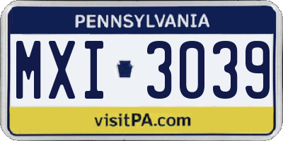 PA license plate MXI3039