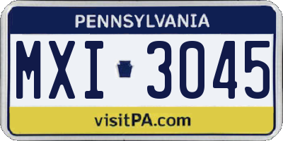PA license plate MXI3045
