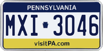 PA license plate MXI3046
