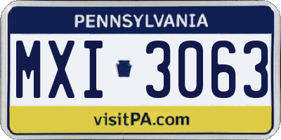 PA license plate MXI3063