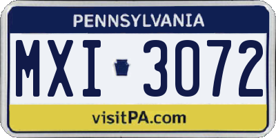 PA license plate MXI3072
