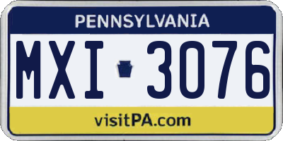 PA license plate MXI3076