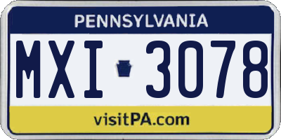 PA license plate MXI3078