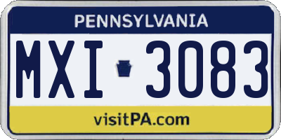PA license plate MXI3083